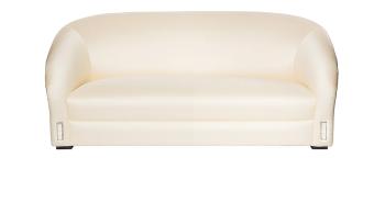 Raisins classic sofa in numbered edition, clear crystal and ivory silk, medium size - Lalique